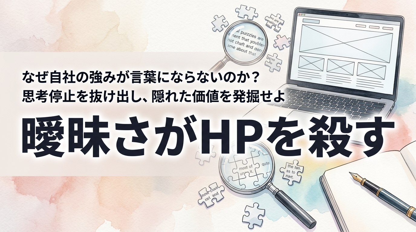 株式会社ウィズスタイルが提案する、ホームページ 自社の強み 言語化に関するイメージ写真バナー