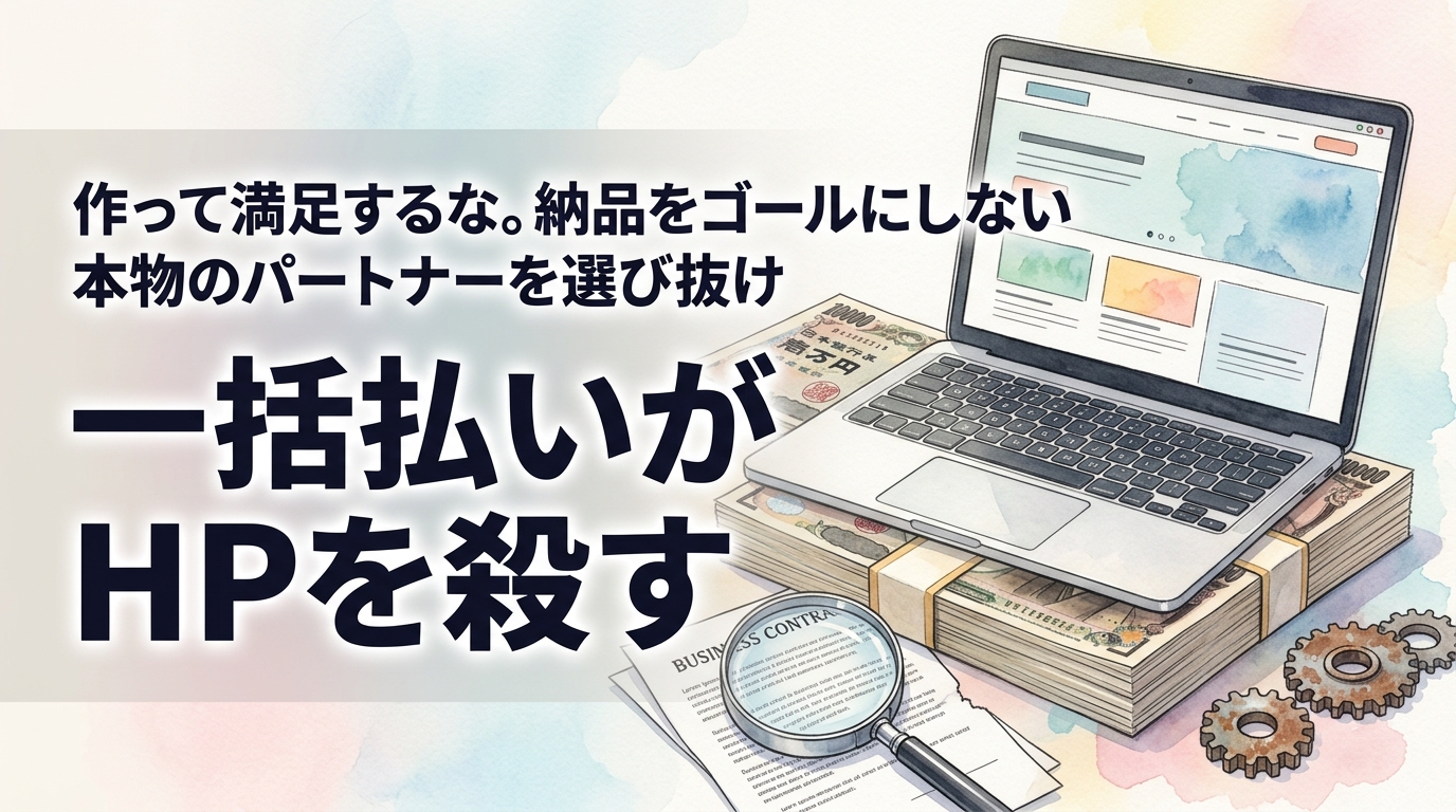 株式会社ウィズスタイルが提案する、ホームページ制作 一括払い リスクに関するイメージ写真バナー